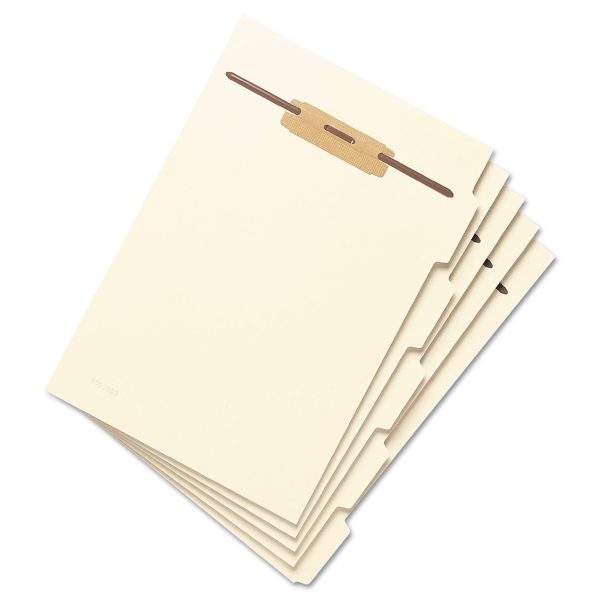 Stackable Folder Dividers with Fasteners, Convertible End Top Tab, 1 Fastener, Letter Size, Manila, 4 Dividers Set, 50 Sets Supply