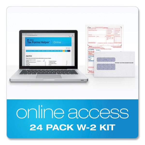 W-2 Tax Forms Kit with Envelopes, Fiscal Year: 2023, Six-Part Carbonless, 8.5 x 5.5, 2 Forms Sheet, 24 Forms Total Online Sale - Image 2