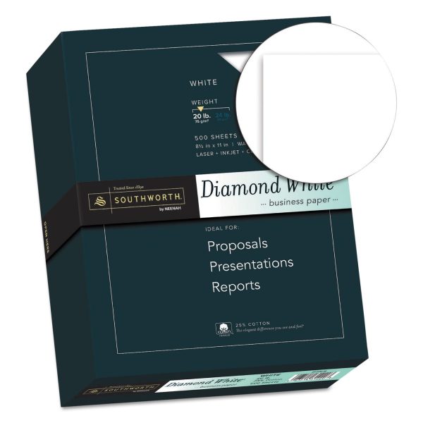 25% Cotton Diamond White Business Paper, 95 Bright, 20 lb Bond Weight, 8.5 x 11, 500 Ream Discount - Image 2