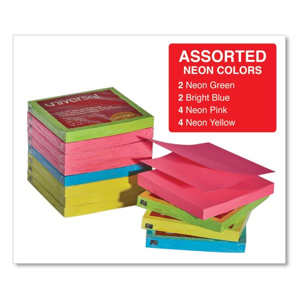 Fan-Folded Self-Stick Pop-Up Note Pads, 3  x 3 , Assorted Neon Colors, 100 Sheets Pad, 12 Pads Pack Sale - Image 4