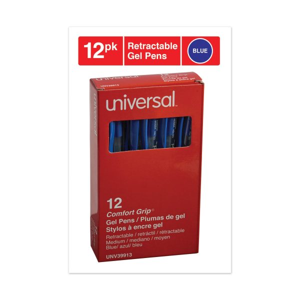Comfort Grip Gel Pen, Retractable, Medium 0.7 mm, Blue Ink, Clear Blue Barrel, Dozen Online now - Image 3