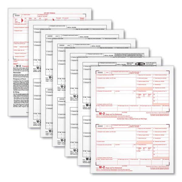 W-2 Tax Forms for Inkjet Laser Printers, Fiscal Year: 2023, Six-Part Carbonless, 8.5 x 5.5, 2 Forms Sheet, 50 Forms Total For Cheap