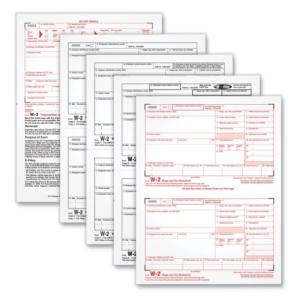 W-2 Tax Forms for Inkjet Laser Printers, Fiscal Year: 2023, Four-Part Carbonless, 8.5 x 5.5, 2 Forms Sheet, 50 Forms Total Online Hot Sale