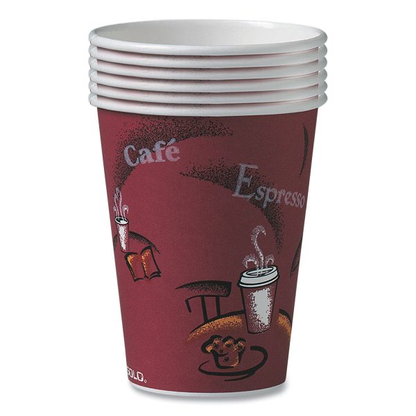 Paper Hot Drink Cups in Bistro Design, 12 oz, Maroon, 300 Carton Cheap - Image 2
