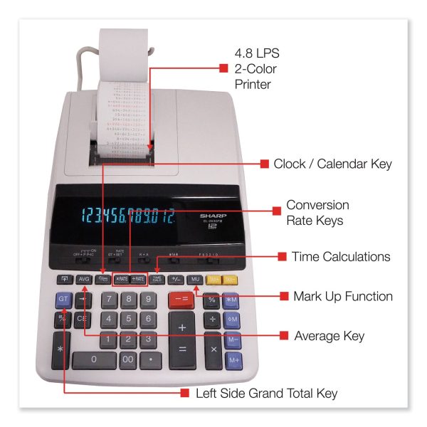 EL2630PIII Two-Color Printing Calculator, Black Red Print, 4.8 Lines Sec Hot on Sale - Image 3