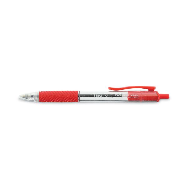 Comfort Grip Ballpoint Pen, Retractable, Medium 1 mm, Red Ink, Clear Red Barrel, Dozen For Sale - Image 3