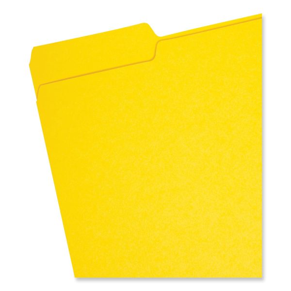 Interior File Folders, 1 3-Cut Tabs: Assorted, Letter Size, 0.75  Expansion, Yellow, 100 Box For Sale - Image 2