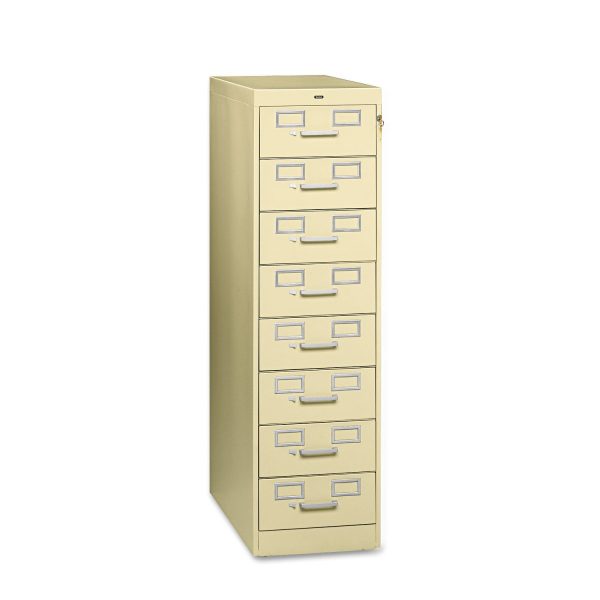 Eight-Drawer Multimedia Card File Cabinet, Putty, 15  x 28.5  x 52 Cheap