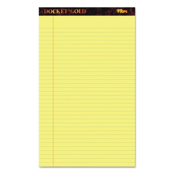 Docket Gold Ruled Perforated Pads, Wide Legal Rule, 50 Canary-Yellow 8.5 x 14 Sheets, 12 Pack Hot on Sale