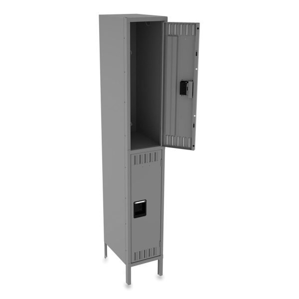Double Tier Locker with Legs, Single Stack, 12w x 18d x 78h, Medium Gray Fashion - Image 3