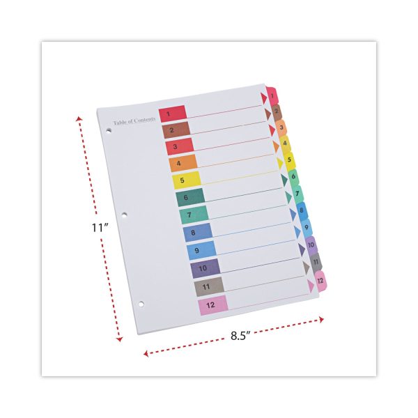 Deluxe Table of Contents Dividers for Printers, 12-Tab, 1 to 12; Table Of Contents, 11 x 8.5, White, 6 Sets Cheap - Image 3