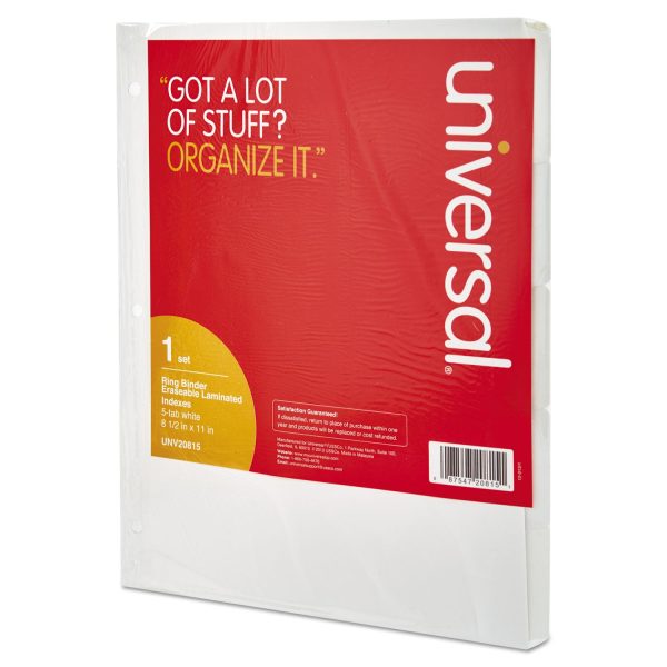Deluxe Write-On Erasable Tab Index, 5-Tab, 11 x 8.5, White, White Tabs, 1 Set Online Sale - Image 3