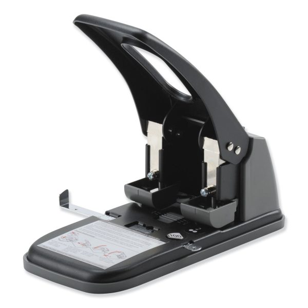 100-Sheet High Capacity Two-Hole Punch, Fixed Centers, 9 32  Holes, Black Gray Cheap - Image 3