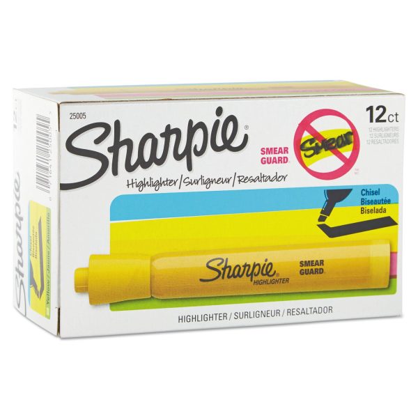 Tank Style Highlighters, Yellow Ink, Chisel Tip, Yellow Barrel, Dozen Supply - Image 2