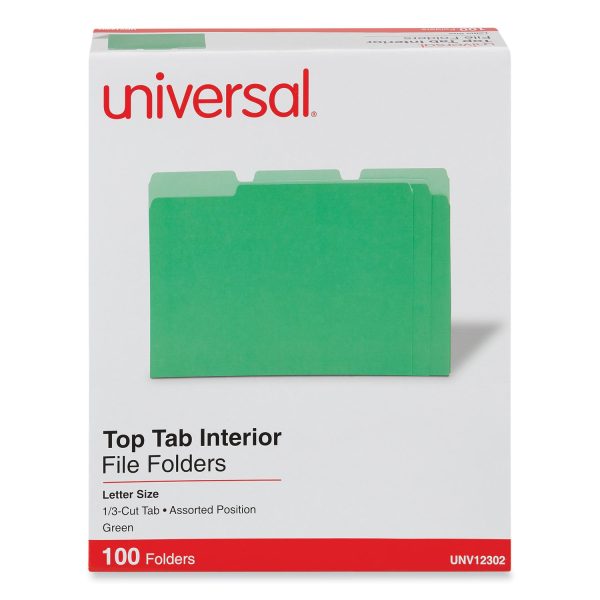 Interior File Folders, 1 3-Cut Tabs: Assorted, Letter Size, 11-pt Stock, Green, 100 Box For Cheap