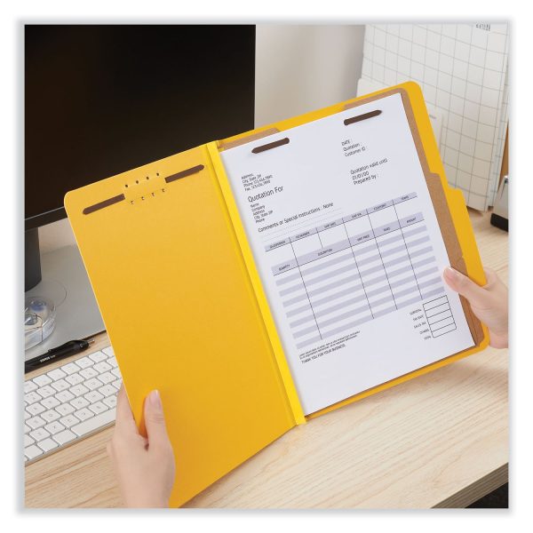 Bright Colored Pressboard Classification Folders, 2  Expansion, 2 Dividers, 6 Fasteners, Letter Size, Yellow Exterior, 10 Box Discount - Image 4