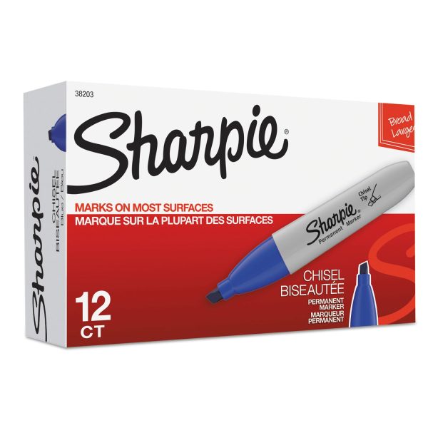 Chisel Tip Permanent Marker, Medium Chisel Tip, Blue, Dozen Fashion - Image 2