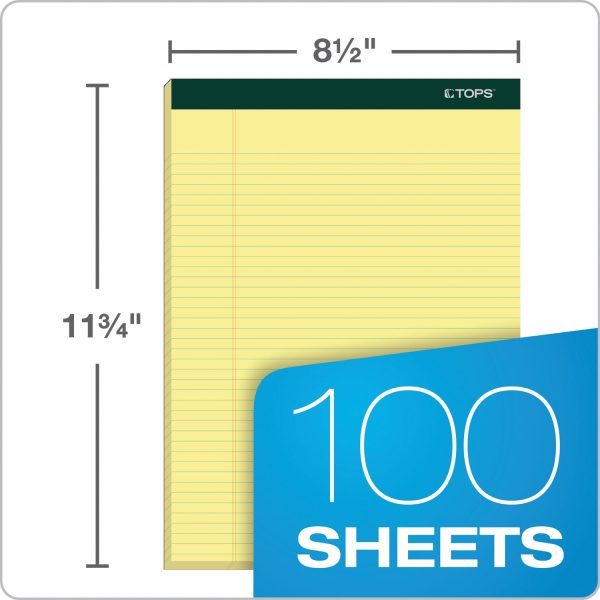 Double Docket Ruled Pads, Narrow Rule, 100 Canary-Yellow 8.5 x 11.75 Sheets, 6 Pack For Discount - Image 3