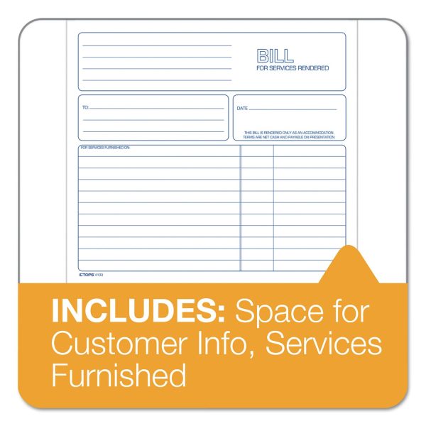 Bill for Services Rendered Book, Two-Part Carbonless, 8.5 x 7.75, 50 Forms Total Online Hot Sale - Image 4