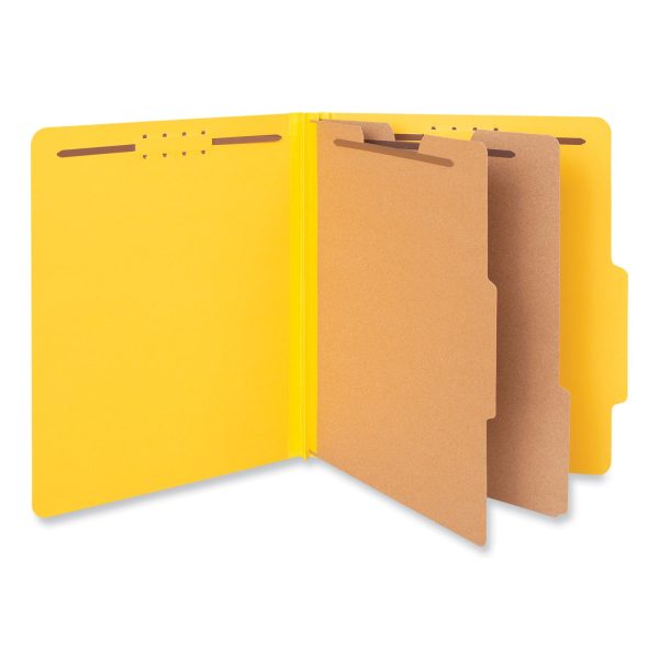 Bright Colored Pressboard Classification Folders, 2  Expansion, 2 Dividers, 6 Fasteners, Letter Size, Yellow Exterior, 10 Box Discount - Image 2