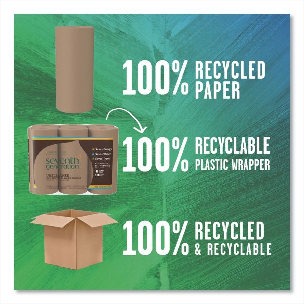 Natural Unbleached 100% Recycled Paper Kitchen Towel Rolls, 2-Ply, 11 x 9, 120 Sheets Roll on Sale - Image 5